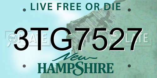 3TG7527 New Hampshire License Plate