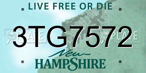 3TG7572 New Hampshire License Plate