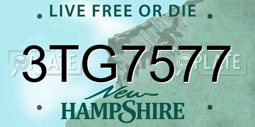 3TG7577 New Hampshire License Plate