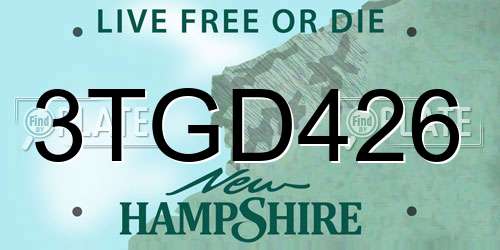 3TGD426 New Hampshire License Plate