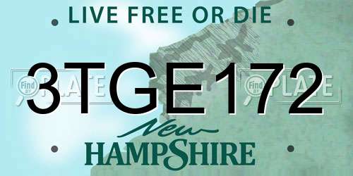 3TGE172 New Hampshire License Plate