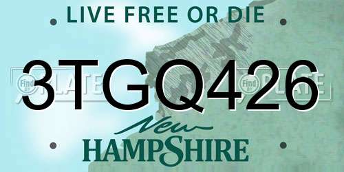 3TGQ426 New Hampshire License Plate