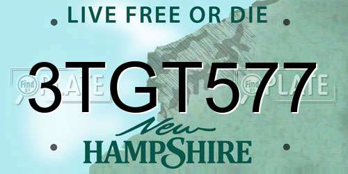 3TGT577 New Hampshire License Plate