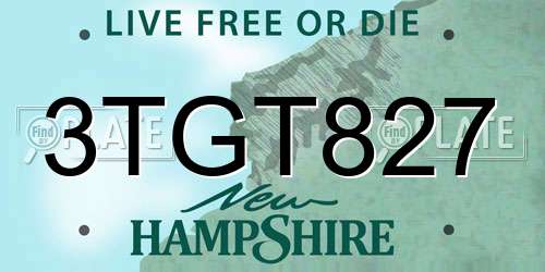 3TGT827 New Hampshire License Plate