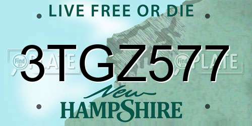 3TGZ577 New Hampshire License Plate