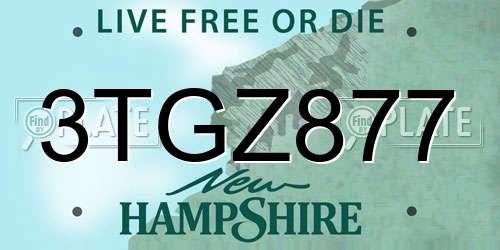 3TGZ877 New Hampshire License Plate