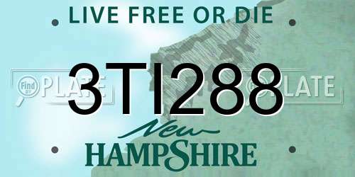 3TI288 New Hampshire License Plate