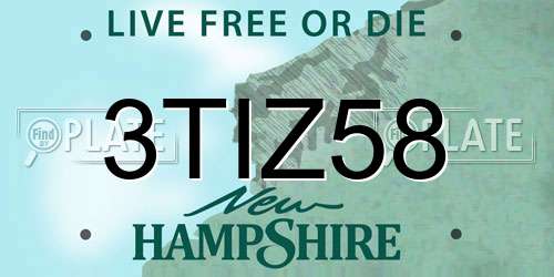 3TIZ58 New Hampshire License Plate