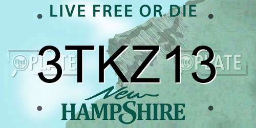 3TKZ13 New Hampshire License Plate