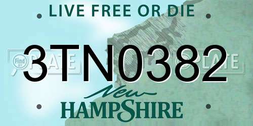 3TN0382 New Hampshire License Plate