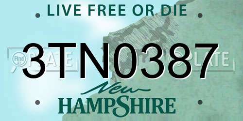 3TN0387 New Hampshire License Plate