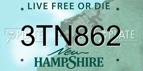 3TN862 New Hampshire License Plate