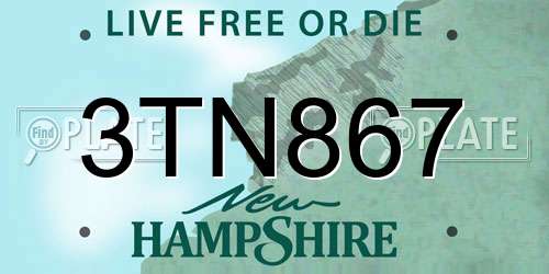 3TN867 New Hampshire License Plate