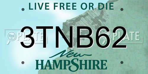 3TNB62 New Hampshire License Plate