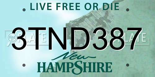 3TND387 New Hampshire License Plate