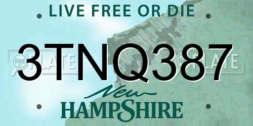 3TNQ387 New Hampshire License Plate