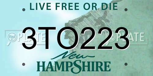 3TO223 New Hampshire License Plate