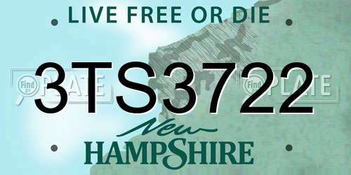 3TS3722 New Hampshire License Plate