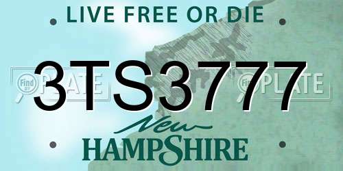3TS3777 New Hampshire License Plate