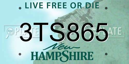 3TS865 New Hampshire License Plate