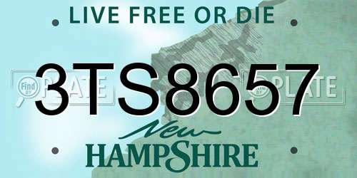 3TS8657 New Hampshire License Plate