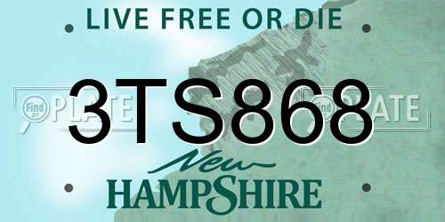 3TS868 New Hampshire License Plate