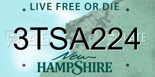 3TSA224 New Hampshire License Plate