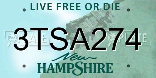 3TSA274 New Hampshire License Plate