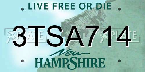 3TSA714 New Hampshire License Plate