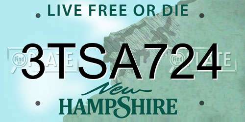 3TSA724 New Hampshire License Plate