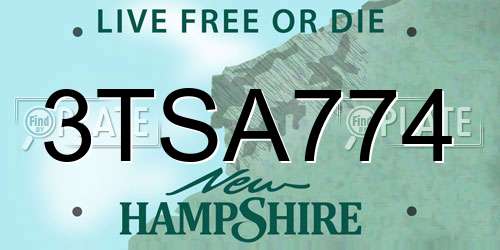 3TSA774 New Hampshire License Plate