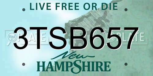 3TSB657 New Hampshire License Plate