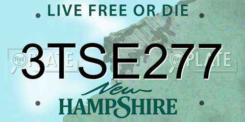 3TSE277 New Hampshire License Plate