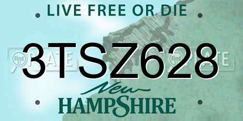 3TSZ628 New Hampshire License Plate