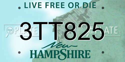 3TT825 New Hampshire License Plate