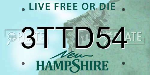 3TTD54 New Hampshire License Plate