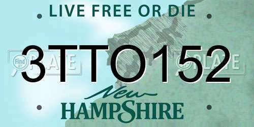 3TTO152 New Hampshire License Plate