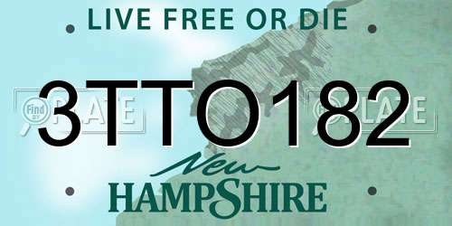 3TTO182 New Hampshire License Plate