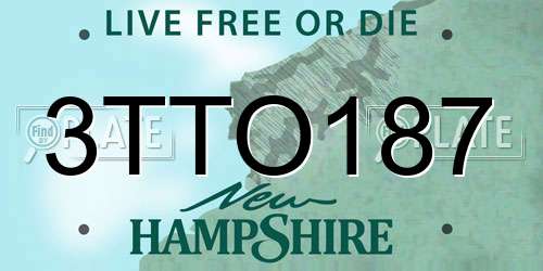 3TTO187 New Hampshire License Plate