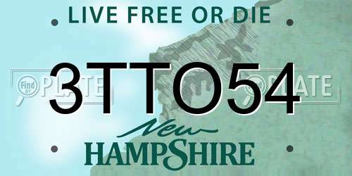 3TTO54 New Hampshire License Plate