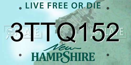 3TTQ152 New Hampshire License Plate