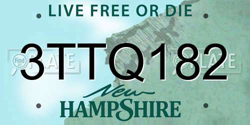 3TTQ182 New Hampshire License Plate