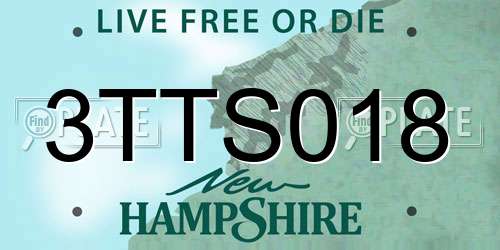 3TTS018 New Hampshire License Plate