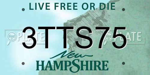 3TTS75 New Hampshire License Plate