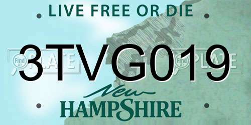 3TVG019 New Hampshire License Plate
