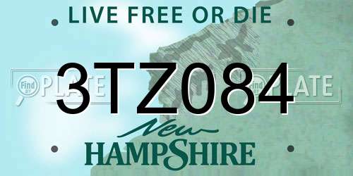 3TZ084 New Hampshire License Plate
