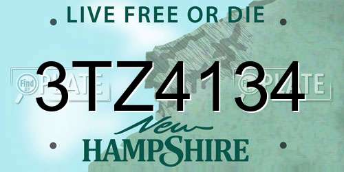 3TZ4134 New Hampshire License Plate