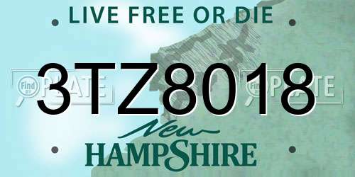 3TZ8018 New Hampshire License Plate