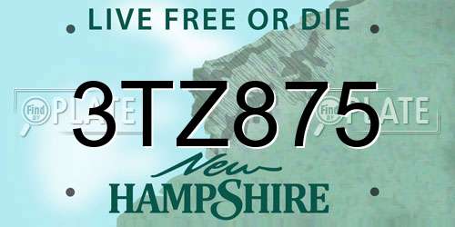 3TZ875 New Hampshire License Plate