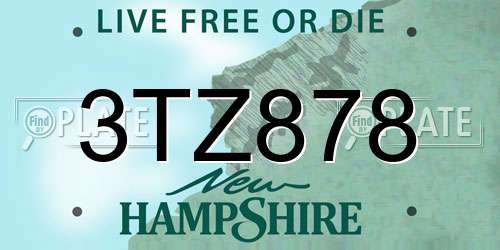 3TZ878 New Hampshire License Plate